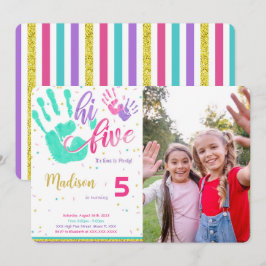 Editable High Five Birthday Foto Einladung
