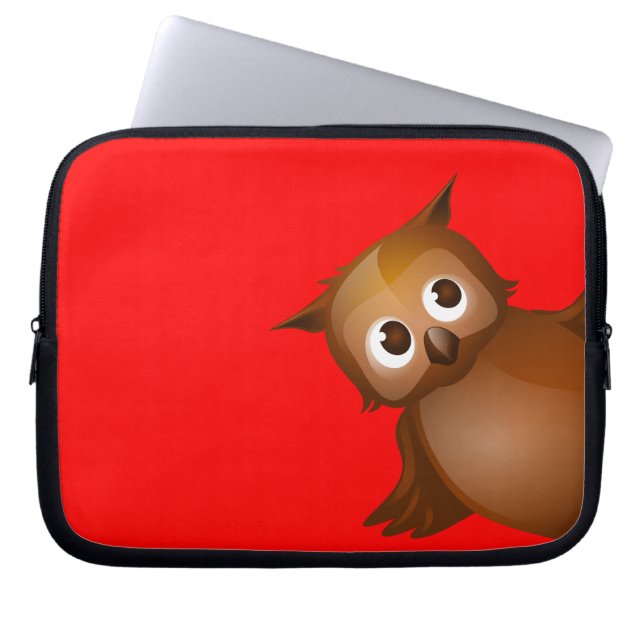 Editable Hintergrund-Farbe - niedliche Brown-Eule Laptopschutzhülle (Vorderseite)