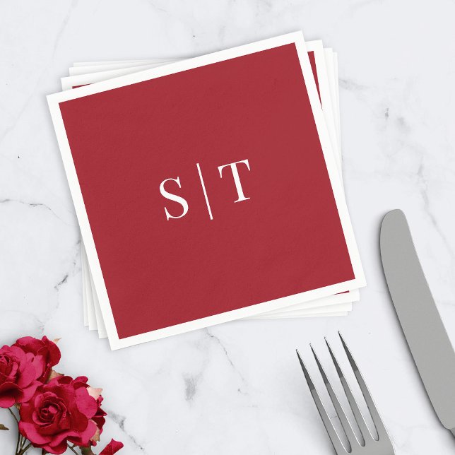 Editable Hintergrundfarbe Hochzeit Monogram Napkin Serviette (Von Creator hochgeladen)