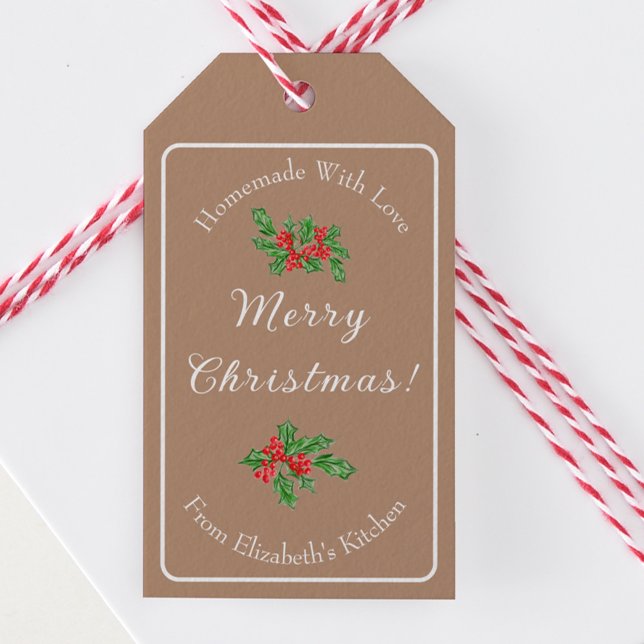 Editable Holiday Backgeschenk Brown Frohe Weihnach Geschenkanhänger (Von Creator hochgeladen)