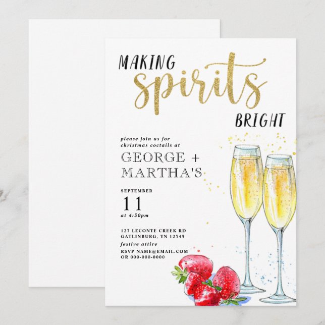 Editable Holiday Cocktail Party Einladung (Vorne/Hinten)