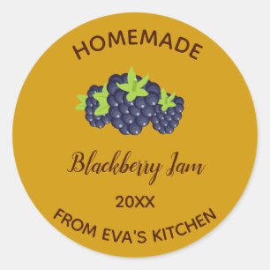 Editable Homemade BlackBerry Jam Runder Aufkleber