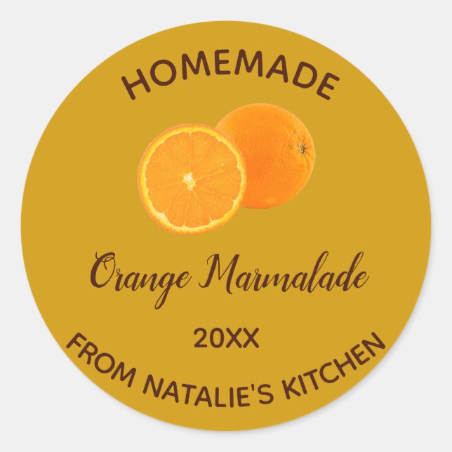 Editable Homemade Orange Marmalade Runder Aufkleber (Vorderseite)