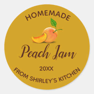 Editable Homemade Peach Jam Runder Aufkleber