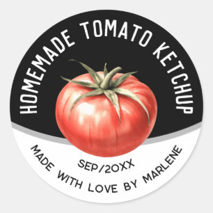 Editable Homemade Tomato Ketchup mit roten Tomaten Runder Aufkleber