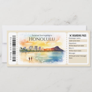 Editable Honolulu Boarding Pass Flugzeug Ticket Einladung