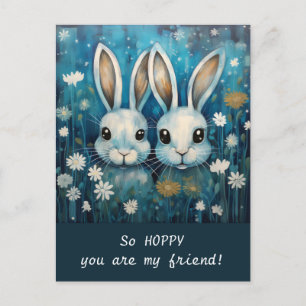 Editable Hoppy Niedlich bunnies Valentine's Day Postkarte