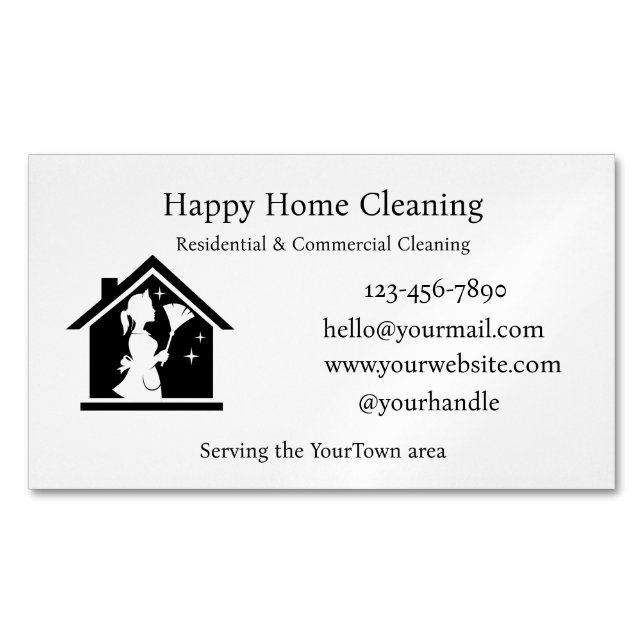Editable House Cleaning Business Card  Magnetische Visitenkarte (Vorderseite)