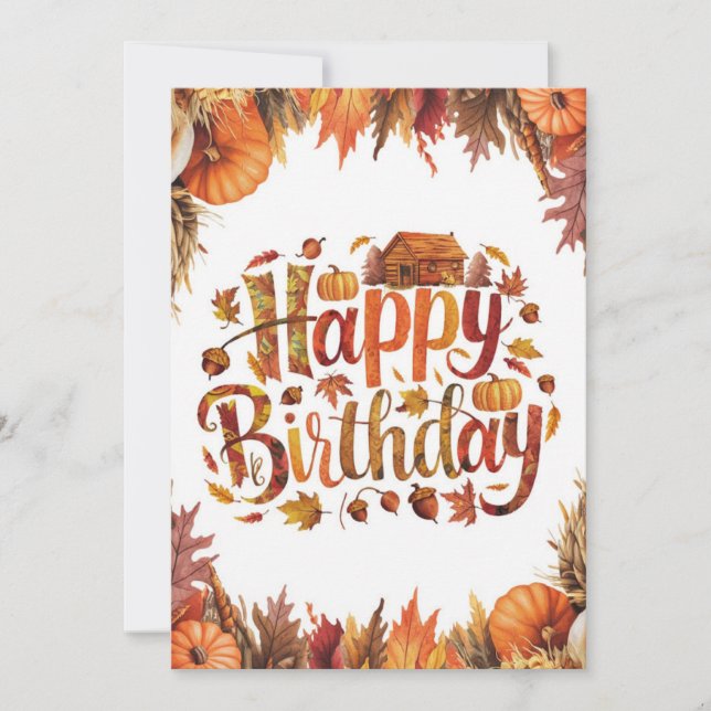 Editable Hübsch Wish Herbst Herbst Happy Birthday Karte (Vorderseite)