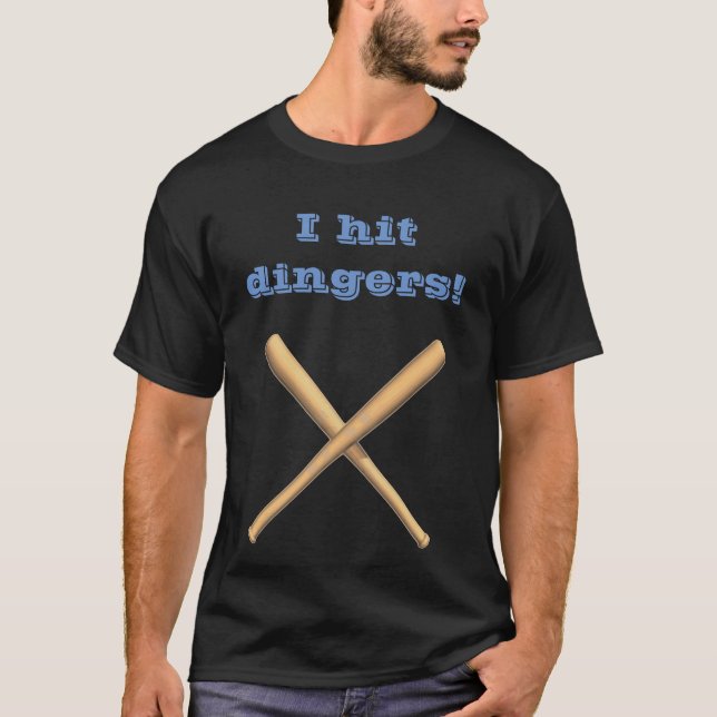 Editable I Hit Dingers Baseball T-Shirt (Vorderseite)