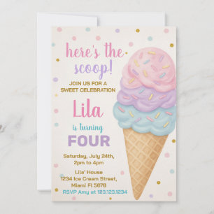Editable Ice Cream Birthday Einladung
