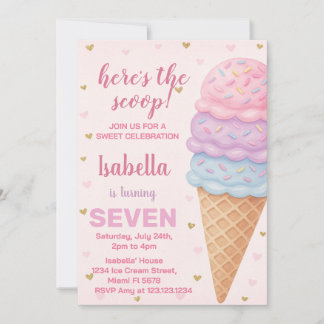 Editable Ice Cream Birthday Einladung