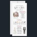 Editable Infographic Wedding Program Template<br><div class="desc">Nutzen Sie unsere schicke 4, 25" x 9" Infografik für Hochzeitsvorstellungen, um Ihre Hochzeit noch unvergesslicher zu gestalten. Jedes einzigartige Ereignis Ihres Tages, vom Parcours der Zeremonie bis zu den Einführungen des Brautparty, kann mit diesem eleganten, zeitgenössischen Stil schön detailliert sein. Diese elegante und funktionelle Vorlage ist für den mühelosen...</div>
