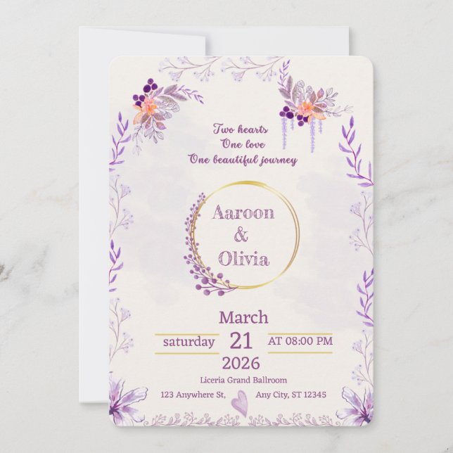 Editable Intimate Garden Wedding Invitation Einladung (Vorderseite)