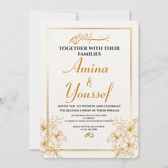 Editable Islamic Nikkah Einladung (Vorderseite)