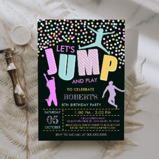 Editable Jump Birthday, Jump Trampolin Einladung
