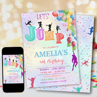 Editable Jump Trampolin Geburtstagsparty Einladung