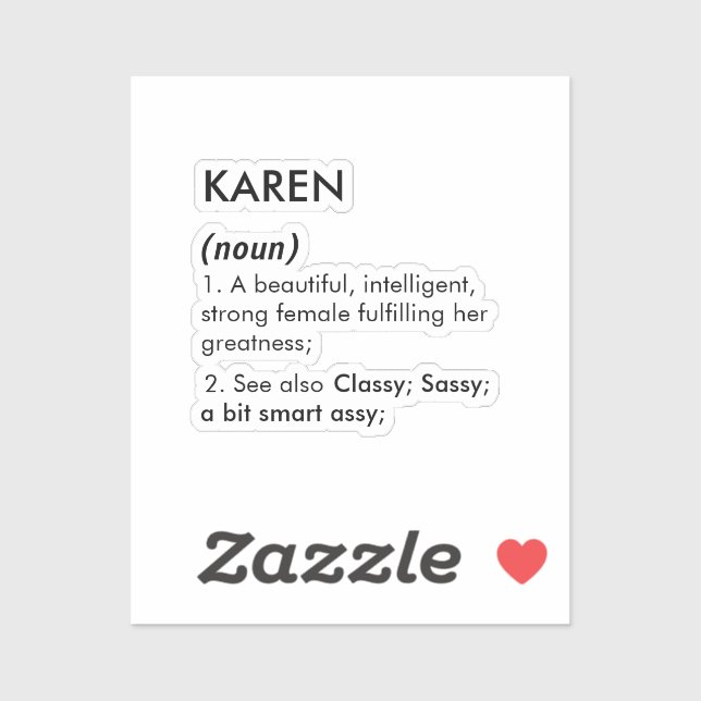 Editable Karen name definition, custom name Aufkleber (Blatt)