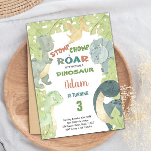 Editable Kids Party Card mit T-Rex & Jungle Theme Einladung