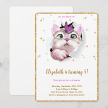 Editable Kitten Birthday Einladung