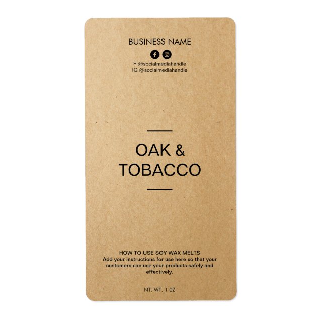 Editable Kraft Paper Soy Wax Melt Labels (Vorne)