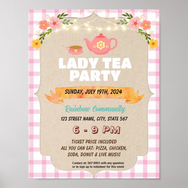 Editable Ladys tea event Flyer Poster (Vorne)