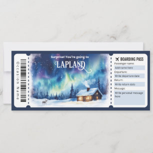 Editable Lappland Flugzeug Ticket, Lappland Trip Einladung