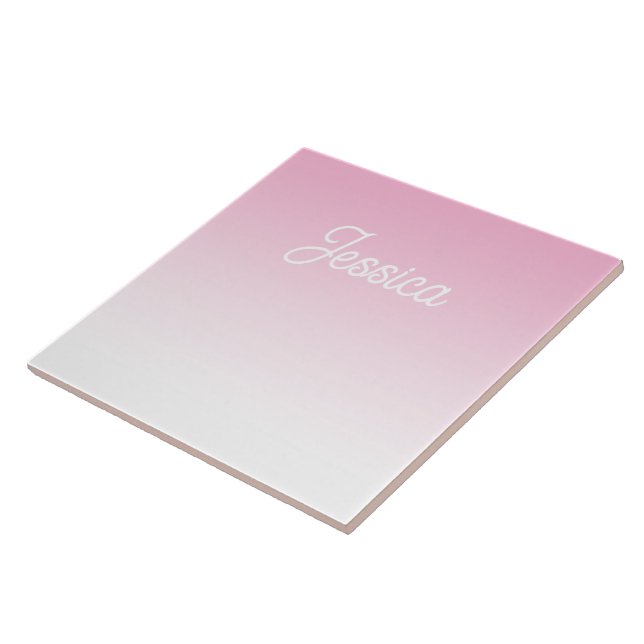 (Editable) Light Pink Color Ombre & Your Text Fliese (Seite)