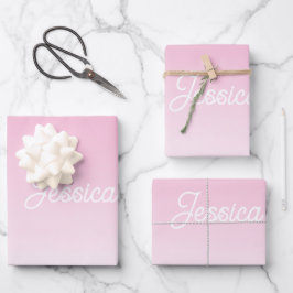 (Editable) Light Pink Color Ombre & Your Text Geschenkpapier Set
