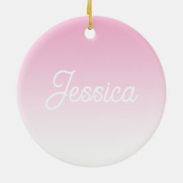 (Editable) Light Pink Color Ombre & Your Text Keramik Ornament