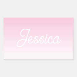 (Editable) Light Pink Color Ombre & Your Text Rechteckiger Aufkleber