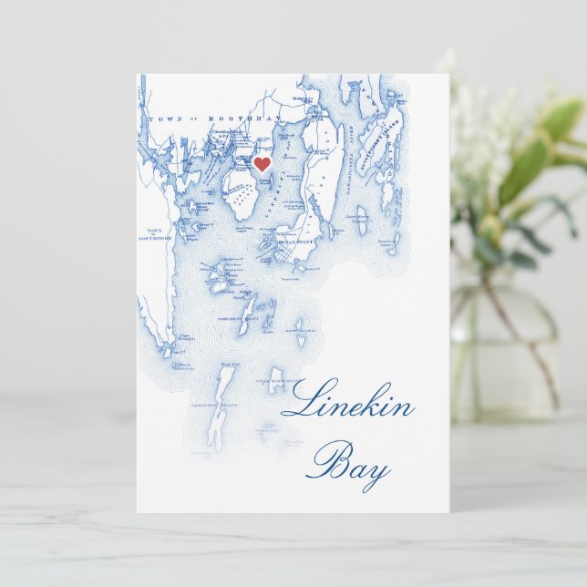 Editable Linekin Bay Maine Wedding Table Cards Einladung (Stehend Vorderseite)