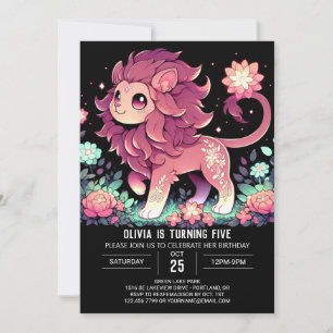 Editable Lion Digital Birthday Einladung