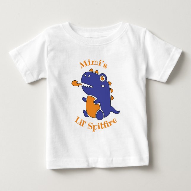 EDITABLE Little Spitfire Monster für Großeltern Baby T-shirt (Vorderseite)