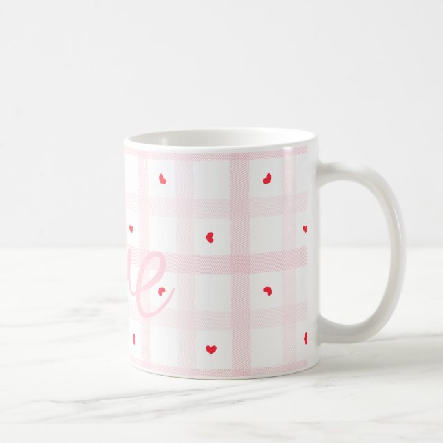 Editable Love Heart Pattern Cute Romantic Seamless Kaffeetasse (Rechts)