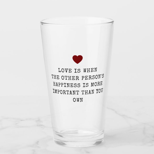 Editable Love Quote Valentine's  Glas (Vorderseite)