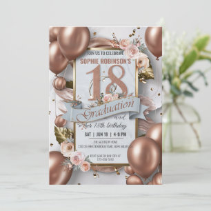 Editable Luxuriöse 18. Geburtstag kombinieren Grad Einladung