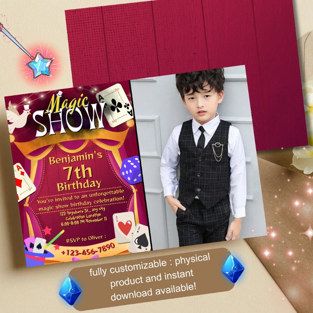 Editable Magic Show Birthday Einladung für Kinder (Von Creator hochgeladen)