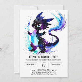 Editable Magical Dragon Digital Boy Geburtstag Einladung