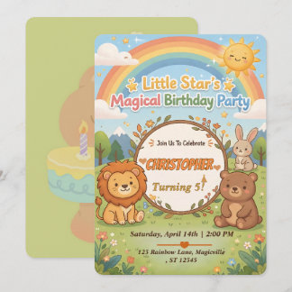 Editable Magical Forest Animals Birthday Invite Einladung