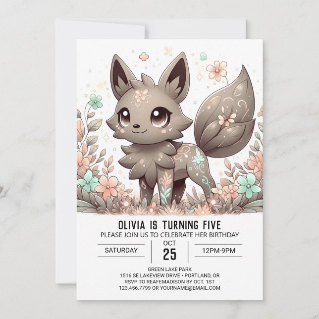 Editable Majestic Wolf Digital Geburtstag Einladung (Vorderseite)