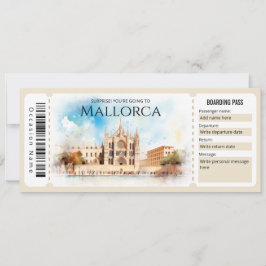 Editable Mallorca Flugzeug Boarding Ticket Einladung