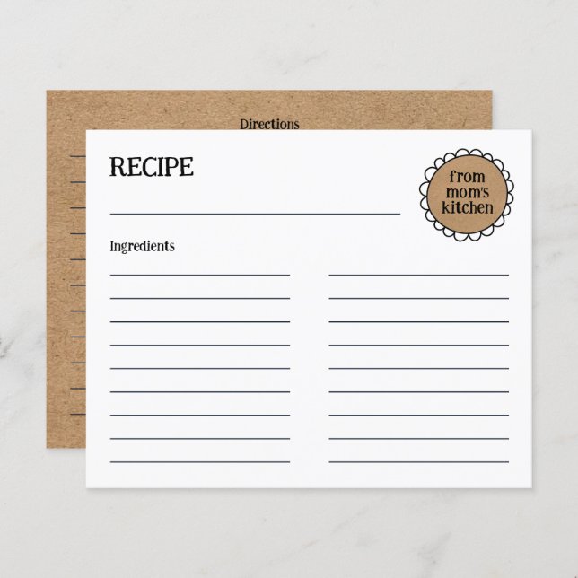 Editable MAMA KITCHEN Rustikale Doodle-Rezeptionsk (Vorne/Hinten)