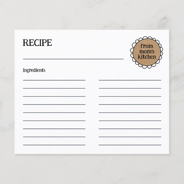 Editable MAMA KITCHEN Rustikale Doodle-Rezeptionsk (Vorderseite)
