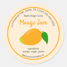 Editable Mango Jam Label Runder Aufkleber