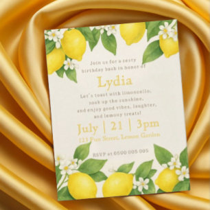 Editable Mediterranian Limoncello Birthday Einladung