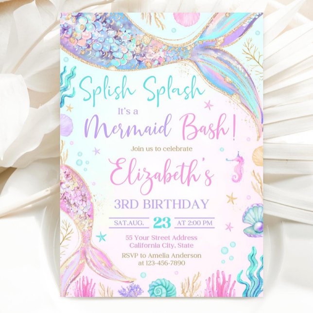 Editable Mermaid Birthday Invitation, Mermaid Invi Einladung (Von Creator hochgeladen)