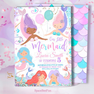 Editable Mermaid Birthday Party Einladung unter