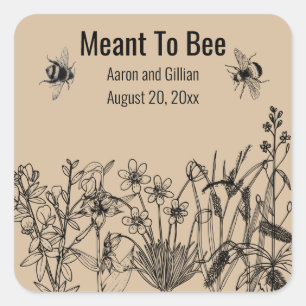 Editable Meto Bee Honey Gastgeschenke Hochzeit Squ Quadratischer Aufkleber