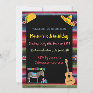 Editable mexikanische Fiesta Birthday Party Einladung
